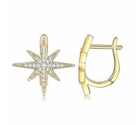 AMDXD Au750 Boucles d'oreilles vintage pour femme Or blanc 18 carats Créoles en forme d'étoile avec diamant Boucles d'oreilles en or 18 carats véritable Bijoux Art Nouveau, or jaune 18 carats (750