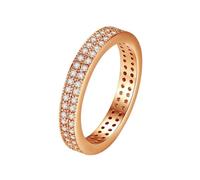 AMDXD Bague de demande en or jaune 14 carats - Deux rangées de diamants - Alliances en diamant Au 585 - Taille 47 à 65, Or rose 14 carats (585), Diamant