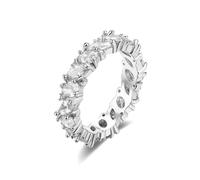 AMDXD Bague de demande en or véritable 18 carats 750 - Bague d'amitié classique avec cristal rose taille marquise - Alliances en or jaune Au750 - Taille 47 à 65, Or blanc 18 carats (750), Moissanite