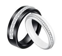 AMDXD Bague de fiançailles en céramique, 4/6 mm, bague mémoire, bague d'éternité avec zircone 5A, bague pour homme incassable et ne se décolore pas et ne se raye pas, alliances de mariage, bagues de