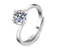 AMDXD Bague de fiançailles en or blanc 750 véritable - 4 griffes - Avec diamant créé en laboratoire - Bague d'amitié en diamant 18 carats - Taille 47 à 65, Or blanc 18 carats (750), Diamant créé en