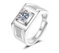 AMDXD Bague de fiançailles en or blanc 750 véritable - Bague large pour couple avec diamant créé en laboratoire - Bague en diamant 18 carats - Taille 54 à 72, Or blanc 18 carats (750), Diamant créé en