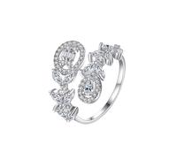 AMDXD Bague de fiançailles en or blanc 750 véritable, motif floral, alliance avec moissanite en forme de goutte, bande de mariage en moissanite 18 carats, taille 47 à 65, Or blanc 18 carats (750