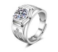 AMDXD Bague de mariage en or blanc 375 - Bague large avec diamant créé en laboratoire - Bague en diamant 9 carats - Bijoux véritables - Tailles 54 à 72, Or blanc 9 carats (375), Diamant créé en