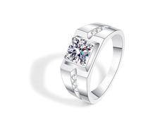 AMDXD Bague de mariage en or blanc 585 avec moissanite 14 carats - Bague solitaire en or véritable - Taille 54 à 72, Or blanc 14 carats (585), Moissanite