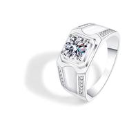 AMDXD Bague de mariage en or blanc 585 avec moissanite 14 carats, bande large à 4 griffes, bague de fiançailles véritable, taille 54 à 72, Or blanc 14 carats (585), Moissanite