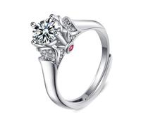AMDXD Bague de mariage en or blanc 750 véritable bijou vintage fleurs 4 griffes Bague avec diamant créé en laboratoire, bague pour couple avec rubis 18 carats Taille 47-65, Or blanc 18 carats (750