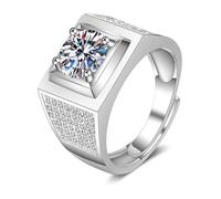 AMDXD Bague solitaire en or blanc 375 - Bague large à 4 griffes - Bague d'amitié avec moissanite 9 carats - Taille 54 à 72, Or blanc 9 carats (375), Moissanite