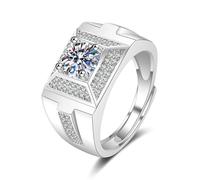 AMDXD Bague solitaire en or blanc 750 véritable bijou en or véritable, bande large avec 4 griffes, alliances avec moissanite, 18 carats, taille 54 à 72, Or blanc 18 carats (750), Moissanite