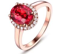 AMDXD Bague solitaire en or rose 18 carats 750 - Créée en laboratoire - Rubis classique - Taille 49-70, Or rose 18 carats (750), Moissanite Laboratoire Créé Rubis Moissanite