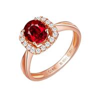 AMDXD Bague solitaire en or rose 18 carats 750 véritable - Créée en laboratoire - Bague classique en diamant taille ovale - Bague de mariage avec moissanite Au750 - Taille 49-70, Or rose 18 carats