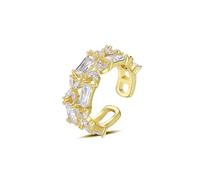 AMDXD Bagues d'amitié en or 750 18 carats véritable avec moissanite coupe rectangulaire Au750 Taille 47-65, or jaune 18 carats (750), Moissanite