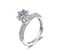 AMDXD Bagues de couple en or blanc 375 avec 6 griffes de chevalet, bague d'amitié avec diamant créé en laboratoire, bague solitaire 9 carats, taille 47-65, Or blanc 9 carats (375), Diamant créé en