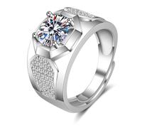 AMDXD Bagues de couple en or blanc 585 - Bague large à 4 griffes - Alliances avec diamant créé en laboratoire - Bague de fiançailles 14 carats - Bijou en or véritable - Tailles 54 à 72, Or blanc 14
