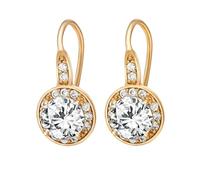 AMDXD Boucles d'oreilles classiques en or jaune 750 18 carats avec moissanite, moissanite - Petites boucles d'oreilles pour femme - Or 18 carats