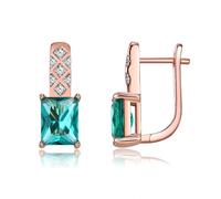 AMDXD Boucles d'oreilles créoles en or rose 750 18 carats avec apatite verte baguette, or rose 18 carats créés en laboratoire pour femme