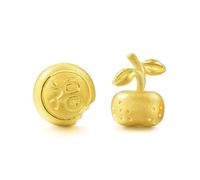 AMDXD Boucles d'oreilles en or 18 carats Au750 de Noël, Boucles d'oreilles traditionnelles chinoises FU Art Nouveau, Véritables Bijoux Boucles d'Oreilles Femme Or Jaune 18 carats