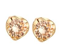 AMDXD Boucles d'oreilles en or jaune 14 carats pour femme - Véritable bijou classique avec moissanite - Au 585 - Boucles d'oreilles vintage pour femme, Or jaune, Citrine
