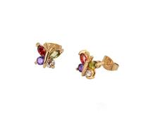 AMDXD Boucles d'oreilles en or jaune véritable Au375 9 carats pour femme - Boucles d'oreilles papillon avec améthyste, rubis, grenat, citrine - Multicolore - Taille marquise - Boucles d'oreilles pour