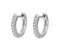 AMDXD Boucles d'oreilles en or véritable Au750 18 carats, créoles classiques avec moissanite, petites boucles d'oreilles pour femme en or 18 carats, Or blanc 18 carats (750), Moissanite
