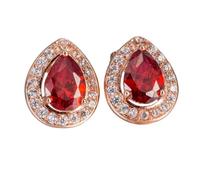 AMDXD Boucles d'oreilles en or véritable vintage Au585 14 carats - Boucles d'oreilles classiques avec rubis rouge en forme de goutte - Créés en laboratoire - Petites boucles d'oreilles en or 585 pour