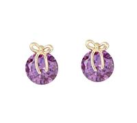 AMDXD Boucles d'oreilles pour femme - En or 375 9 carats - Avec améthyste violette - Or jaune 9 carats - Style Art nouveau, Or jaune 9 carats (375), Améthyste Moissanite