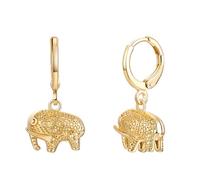 AMDXD Boucles d'oreilles pour femme en or jaune Au750 - Creuses - Éléphant - En or 18 carats - Petit bijou en or véritable