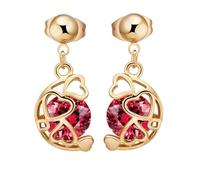 AMDXD Boucles d'oreilles pour femme - Or 585 14 carats - Cœur creux avec moissanite - Or jaune Au585, Or jaune, Moissanite Laboratoire Créé Rubis Moissanite