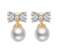 AMDXD Boucles d'oreilles vintage en or jaune 375 9 carats avec perle Au375 Créé en laboratoire Boucles d'oreilles diamant pour femme Petit bijou en or véritable