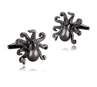 AMDXD Boutons de Manchette pour Homme, Bouton Manchette Mariage Poulpe 2.2 x 2.2 CM, Noir/Or/Argent (Cadeau Papa)
