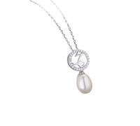 AMDXD Chaîne 925, 12 signes du zodiaque avec chaîne de perles de 7 x 9 mm pour femme, rallonge de mariage, chaîne en argent sterling 925 avec zircone, Argent sterling, Zircone cubique