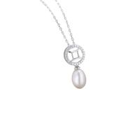 AMDXD Chaîne 925, 12 signes du zodiaque avec chaîne de perles de 7 x 9 mm pour femme, rallonge de mariage, chaîne en argent sterling 925 avec zircone, Argent sterling, Zircone cubique