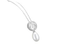 AMDXD Chaîne 925, 12 signes du zodiaque avec chaîne de perles de 7 x 9 mm pour femme, rallonge de mariage, chaîne en argent sterling 925 avec zircone, Argent sterling, Zircone cubique