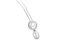 AMDXD Chaîne 925, 12 signes du zodiaque avec chaîne de perles de 7 x 9 mm pour femme, rallonge de mariage, chaîne en argent sterling 925 avec zircone, Argent sterling, Zircone cubique