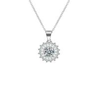 AMDXD Chaînes pour femme - Bijou fantaisie - Or blanc 585 14 carats - Fleurs à 4 griffes - Cadeau avec diamant créé en laboratoire - Or 14 carats - Bijou véritable - 45 + 5 cm