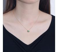 AMDXD Collier en or 9 K/14 K/18 carats pour femme - Pendentif classique avec agate verte - Chaîne pour femme Au375/585/750 - Or jaune - 40 + 5 cm, Or jaune 9 carats (375), Agate verte