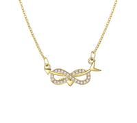AMDXD Collier pour femme en or jaune 375 9 carats - Vintage - Véritable flèche infini - Avec diamant créé en laboratoire - Chaîne pour femme - Or 9 carats - 45 + 5 cm