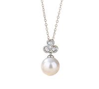 AMDXD Collier vintage pour femme en or rose Au375/585/750 avec pendentif fleurs avec perle ronde blanche, colliers pour femmes avec moissanite 9 K/14 K/18 K, or rose véritable, 40 + 5 cm, Or blanc 18