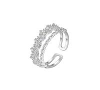 AMDXD Lot de 2 bagues solitaires en or jaune 9 carats - Double rangée avec diamant marquise - Taille 47 à 65, Or blanc 9 carats (375), Diamant