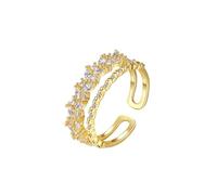 AMDXD Lot de 2 bagues solitaires en or jaune 9 carats - Double rangée avec diamant marquise - Taille 47 à 65, Or jaune 9 carats (375), Diamant