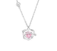 AMDXD Véritable bijou pour femme - Chaîne délicate en or blanc 9 K/14 K/18 K - Pendentif pour femme avec pendentif en laboratoire - Saphir rose - Cœur rose - Collier pour femme avec moissanite Au 375