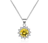 AMDXD Véritable collier pour femme vintage en or blanc 9 carats 375, chaîne de fleurs pour femme avec diamant créé en laboratoire, chaîne pour femme Au375 or, 45 + 5 cm, Or blanc 9 carats (375