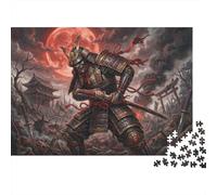 Âme de samouraï de la Lune de Sang Puzzle en Bois 500 Pièces Adultes Et Enfants,Casse-tête,Jeu Éducatif,Bois,Premium,Dès 14 Ans,Déco Murale, Anti-Stress,Détente,Défi (52x38cm)