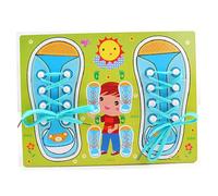 Ameble 1 Planche à Lacets en Bois pour Enfants - Apprendre à Lacer Ses Chaussures - Jeu éducatif en Bois avec Picots - Développe la motricité Fine - Adapté aux Enfants de 3 Ans et Plus (Bleu)
