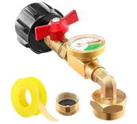 Ameble Adaptateur de Remplissage de Propane en Laiton avec manomètre et vanne à Bille pour Un Remplissage sécurisé des Bouteilles Propane 450 g (1 LB) à partir Bouteilles 9 kg (20 LB).
