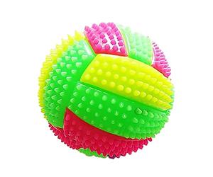 Ameble Balle de Massage à Pointes pour Chiens et Enfants, en Forme de Ballon Football avec lumière LED Clignotante, Jouet à mâcher rebondissant, Jeu sensoriel pour Animaux Compagnie 6, 5 cm