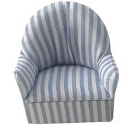 Ameble Canapé de Maison de poupée Miniature à Rayures Bleues, échelle 1:12, Simulation canapé à siège Unique, Meubles poupée pour décoration scène Faire soi-même