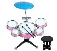 Ameble Ensemble de Batterie pour Enfants avec Tabouret et Baguettes, kit de Batterie Complet 5 pièces, Jouet Musical pour Enfants 3 à 6 Ans, Apprentissage du Rythme, Coordination, développement d