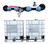 Ameble Kit de dérivation pour récupérateur d'eau de Pluie (2 barils), Robinet Robuste en Laiton nickelé avec Tuyau et raccords en PE, kit Connexion étanche pour Le Transfert d'eau dans Un conteneu