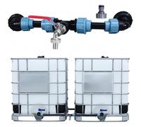 Ameble Kit de déviateur de Baril Pluie pour 2 barils, Robinet en Laiton nickelé Robuste avec Tuyau et raccords en PE, kit connecteur résistant aux fuites pour Transfert d'eau IBC Tote, inverseur ba